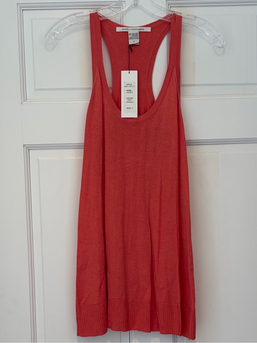 NWT Diane Von Furstenberg DVF Coral Silk Cashmere Blend Danica top